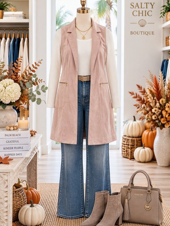 Calvin Klein Jackets & Blazers - Calvin Klein Suede Vest Jacket in Blush